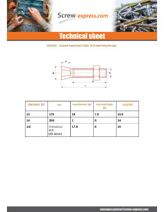 Bolt With Nut TC2M 1/2X50 13 THREADS/INCH Class 12.9 Steel 2