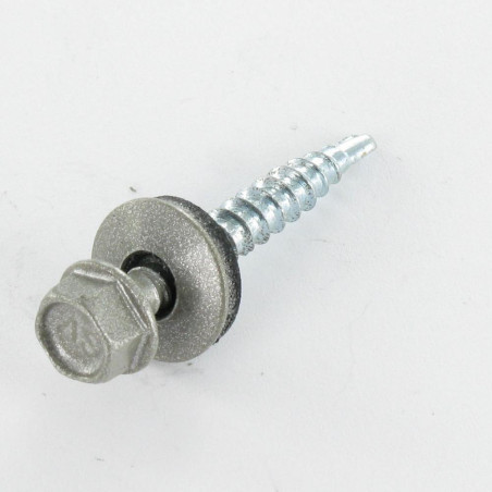 1 x Self Drilling Hexagonal Head 4.8X35 Neoprene Bonded Sealing Washer Epdm Zinc Plated Ral9007/Grey Aluminium