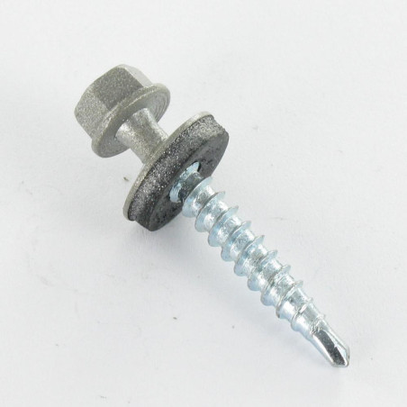 1 x Self Drilling Hexagonal Head 4.8X35 Neoprene Bonded Sealing Washer Epdm Zinc Plated Ral9007/Grey Aluminium