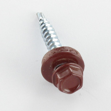 1 x Self Drilling Hexagonal Head 4.8X35 Neoprene Bonded Sealing Washer Epdm Zinc Plated Ral8012/Red Brown