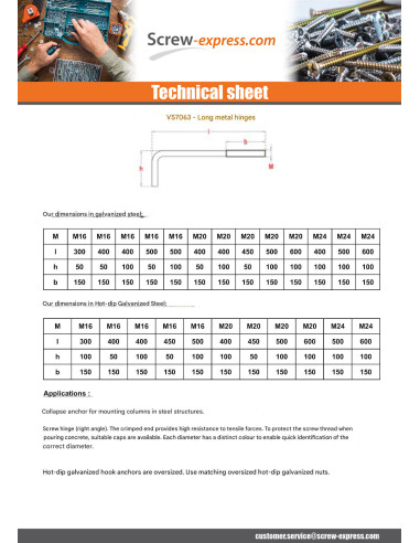 1 x Hook Machine BIG Length M20X400 Thread...
