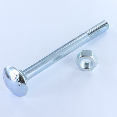 1 x Bolt With Nut Carriage Bolt M10X150 Partial Thread Zinc Plated