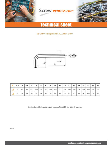 1 x Allen Key Of 1.5 Hexagonal Steel