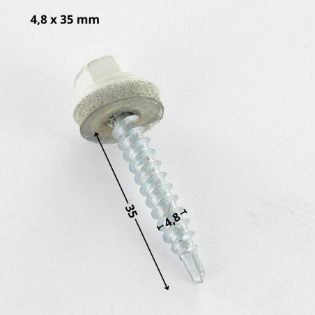 1 x Self Drilling Hexagonal Head 4.8X35 Neoprene Bonded Sealing Washer Epdm Zinc Plated Ral9001/Cream