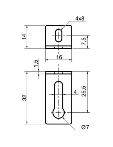 1 x Bracket ADJUSTABLE 14X32X16 2 Hole Zinc Plated