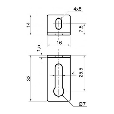1 x Bracket ADJUSTABLE 14X32X16 2 Hole Zinc Plated
