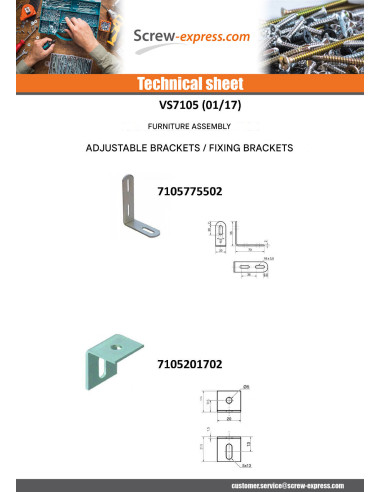 1 x Bracket Adjustment 14X32X16 2 Hole Zinc Plated