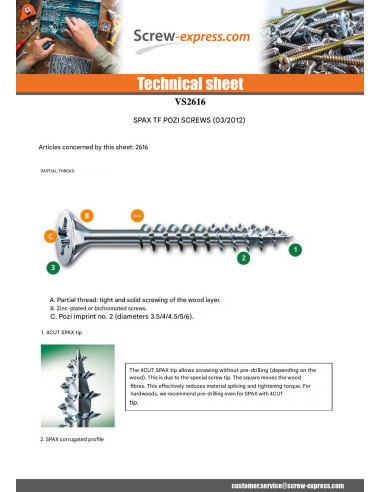 1 x Screw Spax Countersunk Head Pozi N°2 5X55...