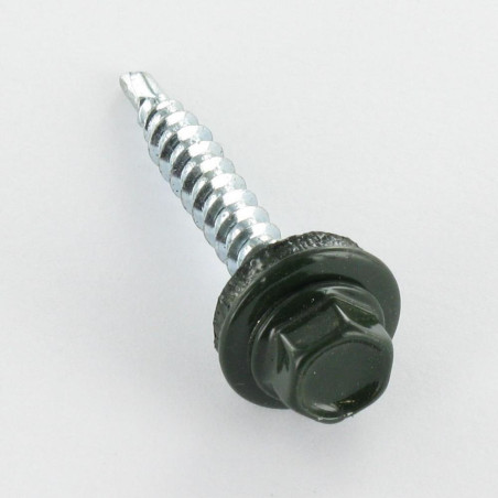 1 x Self Drilling Hexagonal Head 4.8X35 Neoprene Bonded Sealing Washer Epdm Zinc Plated Ral6007/Bottle Green