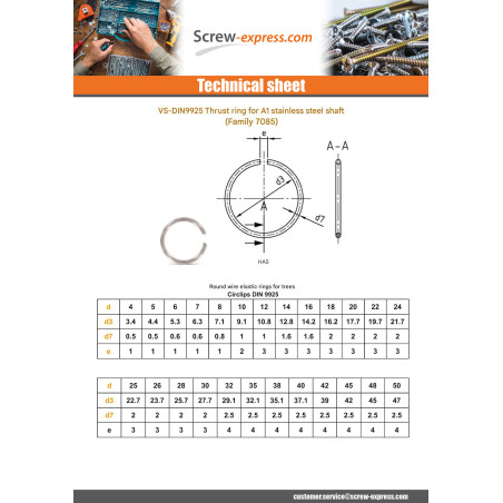 1 x RING Of STOP DIN9925 Linch Pin Retaining 10 Stainless Steel A1