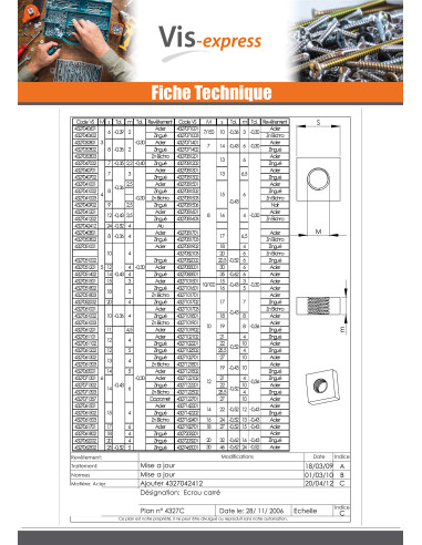 1 x Square Nut M3 8X8X1.6 Zinc Plated