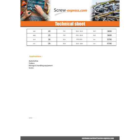 1 x Rivet Steel/ steel ZING 4.8X16 Thickness Of Panel 9 to 11 Countersunk Head