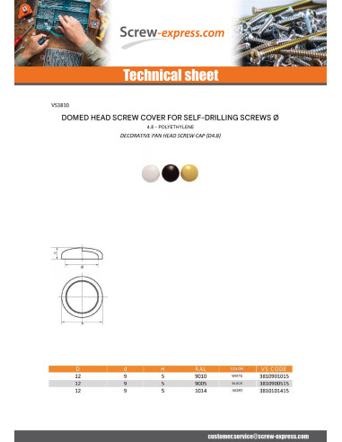 1 x Cover Cap Cylindrical Button Head Thread...