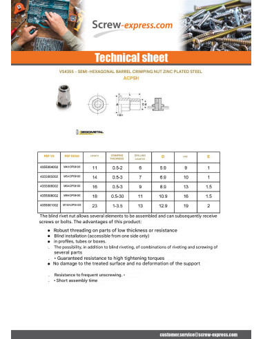1 x Rivet Nuts Flat Head M8X18 GOFIX ACPSH30...
