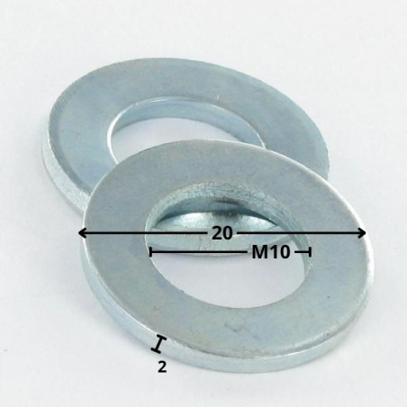 1 x Washer Flat M10X20X2 Zinc Plated