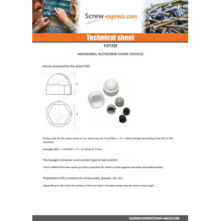 1 x Cover Cap Hexagonal Head M20 Nylon Grey Across Flat 30