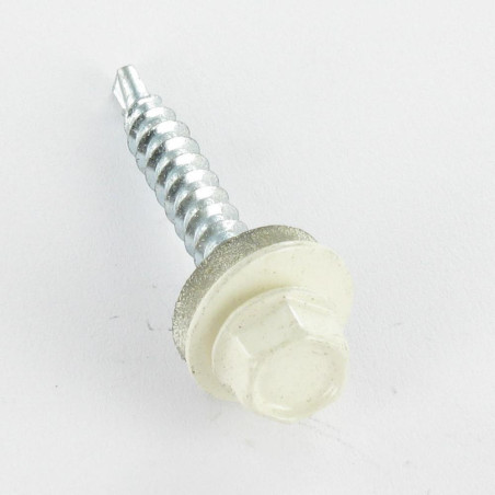 1 x Self Drilling Hexagonal Head 4.8X35 Neoprene Bonded Sealing Washer Epdm Zinc Plated Ral1013/Oyster White