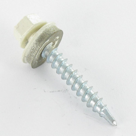 1 x Self Drilling Hexagonal Head 4.8X35 Neoprene Bonded Sealing Washer Epdm Zinc Plated Ral1013/Oyster White