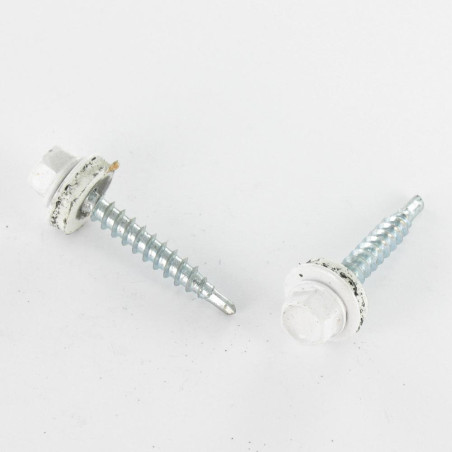 1 x Self Drilling Hexagonal Head 4.8X35 Neoprene Bonded Sealing Washer Epdm Zinc Plated Ral9016/Traffic Signalisation