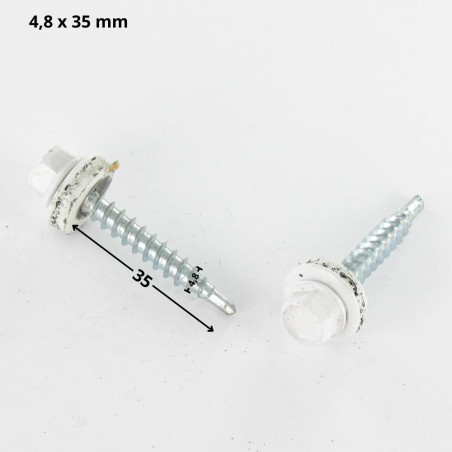 1 x Self Drilling Hexagonal Head 4.8X35 Neoprene Bonded Sealing Washer Epdm Zinc Plated Ral9016/Traffic Signalisation