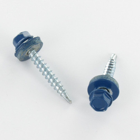 1 x Self Drilling Hexagonal Head 4.8X35 Neoprene Bonded Sealing Washer Epdm Zinc Plated Ral5001/Green Blue