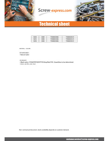 1 x Threaded Rod M10 Length 1 Meter Nylon Natural