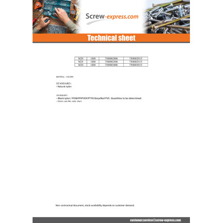 1 x Threaded Rod M10 Length 1 Meter natural nylon