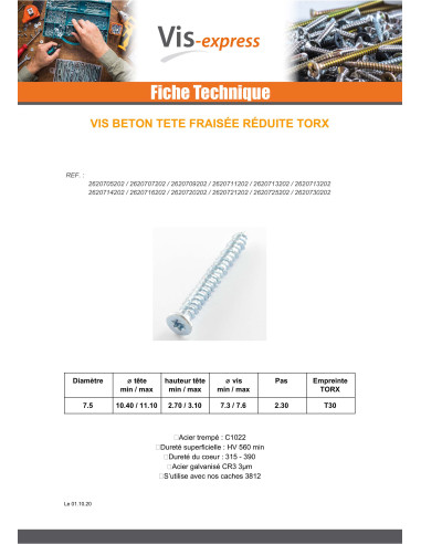 1 x Screw Concrete Countersunk Head Reduced...