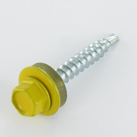 1 x Self Drilling Hexagonal Head 4.8X35 Neoprene Bonded Sealing Washer Epdm Zinc Plated Ral1032/Broom Yellow