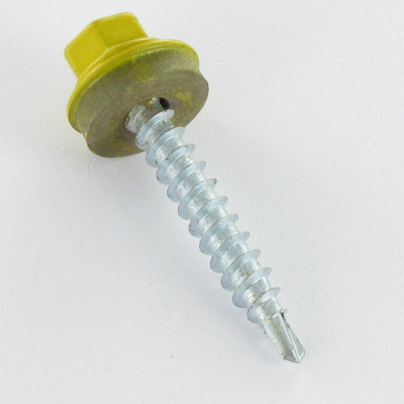 1 x Self Drilling Hexagonal Head 4.8X35 Neoprene Bonded Sealing Washer Epdm Zinc Plated Ral1032/Broom Yellow