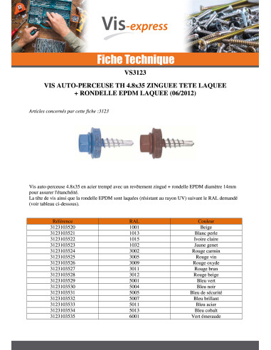 1 x Self Drilling Hexagonal Head 4.8X35...