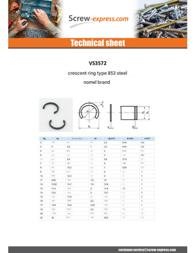 1 x Rings INCREASING 5 Type 853 Steel