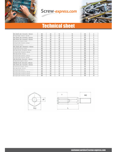 1 x Coupling Nut Hexagonal Male/Female M4X30...