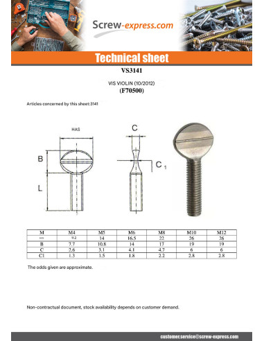1 x Shoulderless Thumb Screw M8X25 Zinc Plated