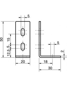 Bracket ADJUSTABLE 30X50X20 3 Hole Zinc Plated 2