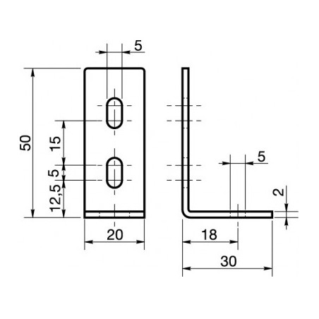 1 x Bracket Adjustment 30X50X20 3 Hole Zinc Plated