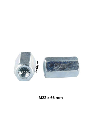 1 x Manchon Hexagonal M22X66 Flatbed 32 Zinc...