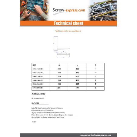 1 x Kit of 2 wall brackets for air conditioner 1.5X400