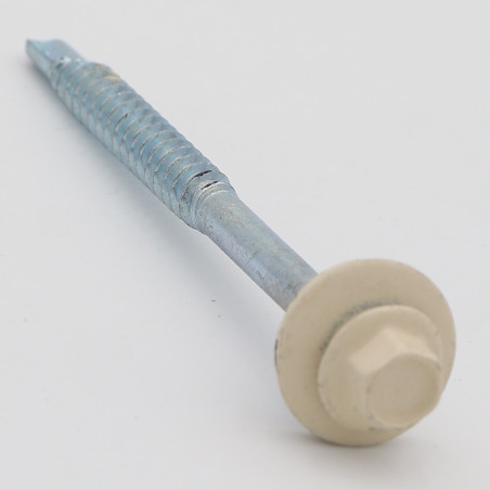 1 x Self Drilling Hexagonal Head 6.2X80 Neoprene Bonded Sealing Washer Epdm Zinc Plated Ral1015/Light Ivory