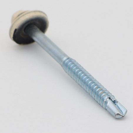 1 x Self Drilling Hexagonal Head 6.2X80 Neoprene Bonded Sealing Washer Epdm Zinc Plated Ral1015/Light Ivory