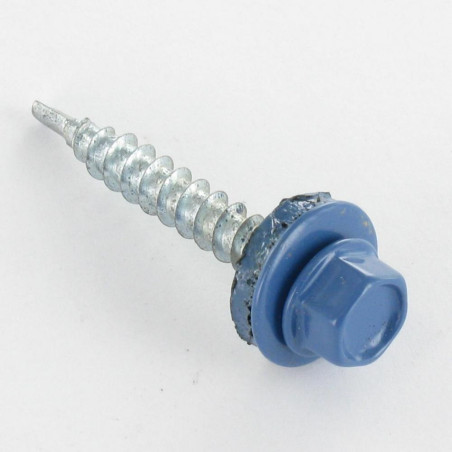 1 x Self Drilling Hexagonal Head 4.8X35 Neoprene Bonded Sealing Washer Epdm Zinc Plated Ral5007/Brillant Blue