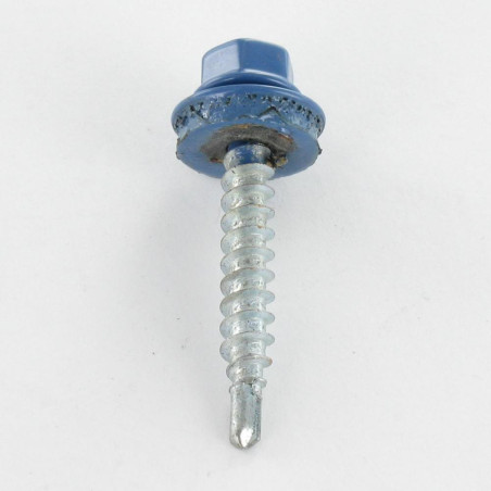 1 x Self Drilling Hexagonal Head 4.8X35 Neoprene Bonded Sealing Washer Epdm Zinc Plated Ral5007/Brillant Blue