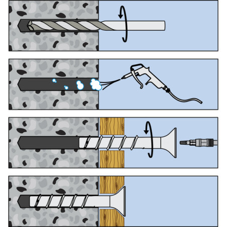 1 x Screw For Concrete Countersunk Head Torx 6X140 Zinc Plated