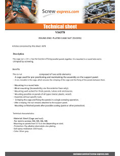 Nut Caged Round M4 Thickness Material 0.7 to 3 CV4822HG... 2