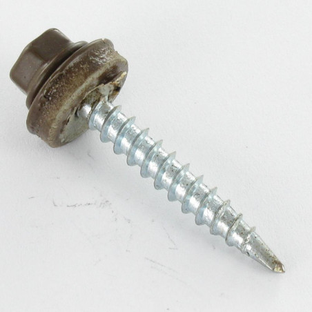 1 x Self Drilling Hexagonal Head 4.8X35 Neoprene Bonded Sealing Washer Epdm Zinc Plated Ral8028/Terra Brown