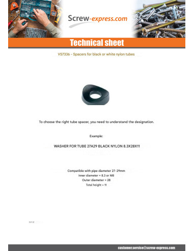 1 x Washer Linch Pin Tube 27 to 29 natural...