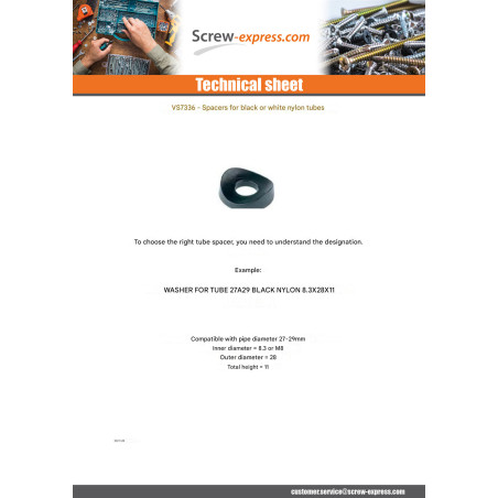 1 x Washer Linch Pin Tube 27 to 29 natural nylon 8.3X28X11