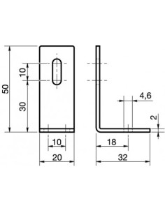 Bracket ADJUSTABLE 32X50X20 2 Hole Zinc Plated 2