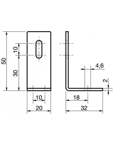 1 x Bracket ADJUSTABLE 32X50X20 2 Hole Zinc Plated