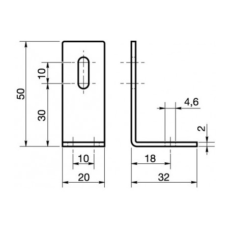 1 x Bracket ADJUSTABLE 32X50X20 2 Hole Zinc Plated